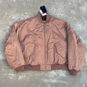 NWT Nike Women's Jordan Flight Renegade Bomber Jacket Brown FV7107-010